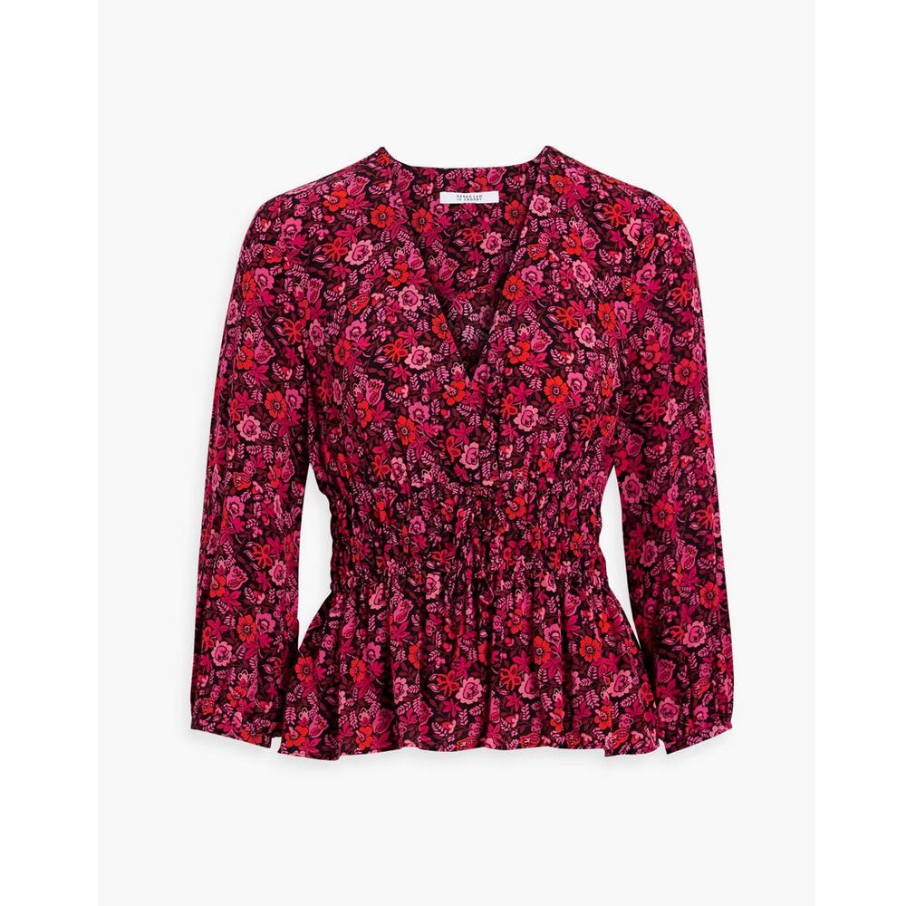DEREK LAM 10 CROSBY Lilith Floral V Neck Peplum Blouse NWOT SIZE 0 - Picture 3 of 7